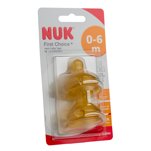 Latex Teats NUK First Choice Size 1, 2pk/ Medium / Large Hole 