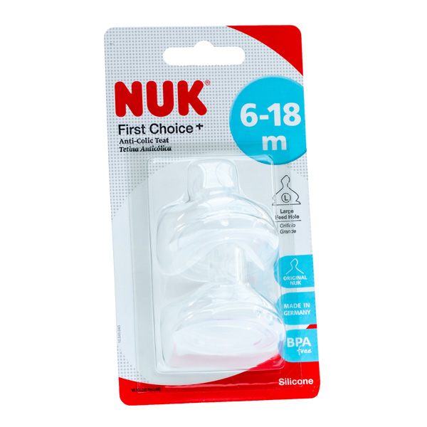 Size 2 Silicone Teats NUK First Choice Large 6-18 Months 2 Pack 